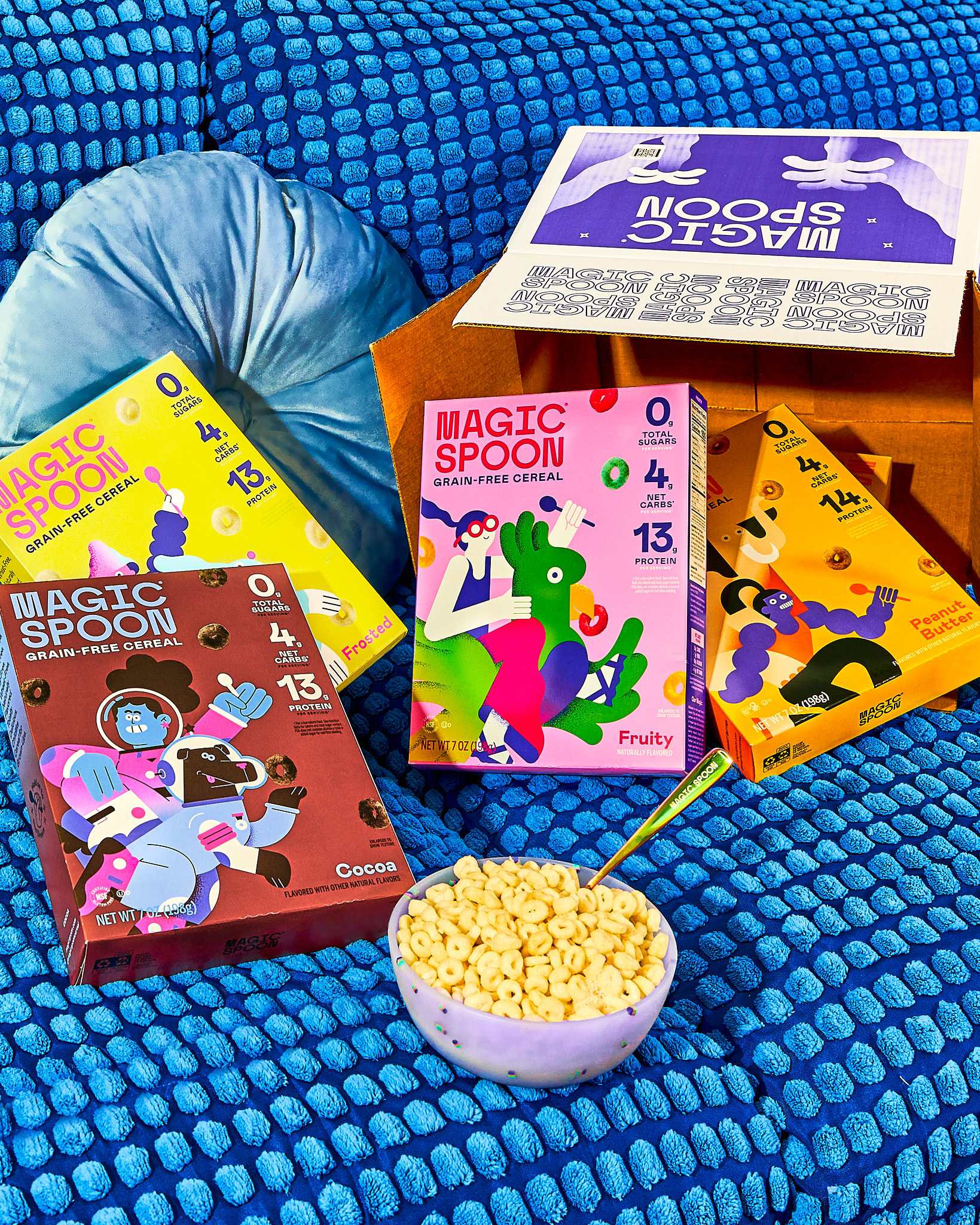 photographer and director maddie eickhoff photographs cereal brand magic spoon at table top food product photography